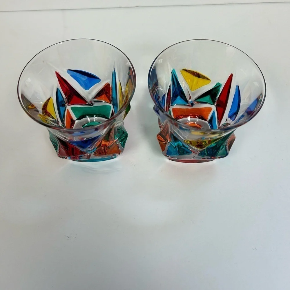 Italian Crystal Empress Short Drinking Glasses, Set of 2, Made in Italy / MURANO